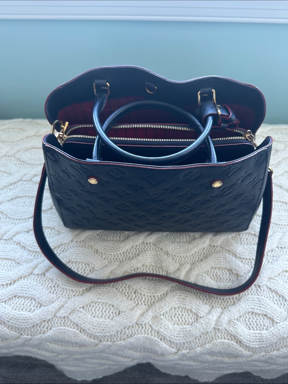 Louis Vuitton Marine Rouge Monogram Empreinte Montaigne MM